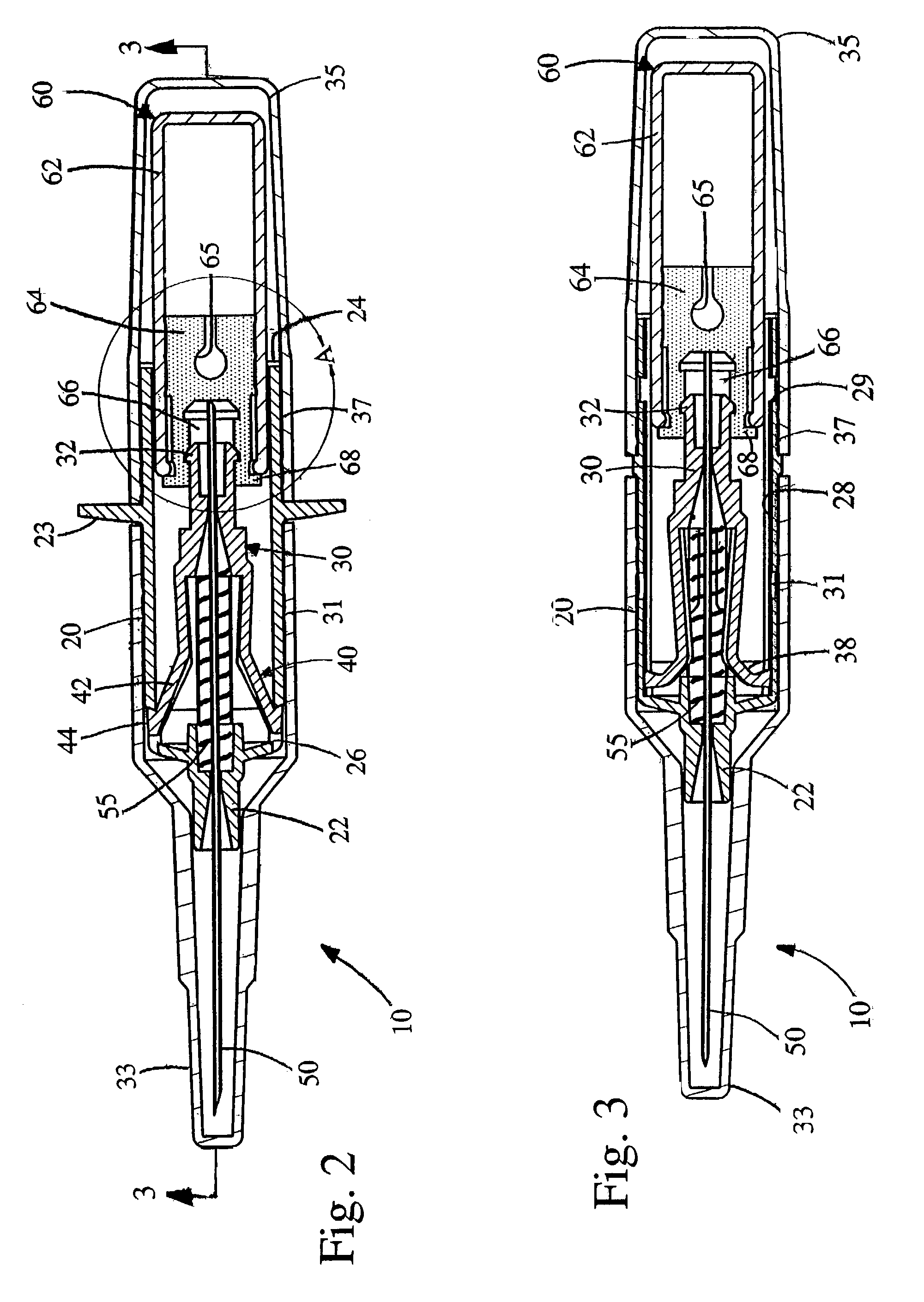 Pre-filled retractable needle injection device