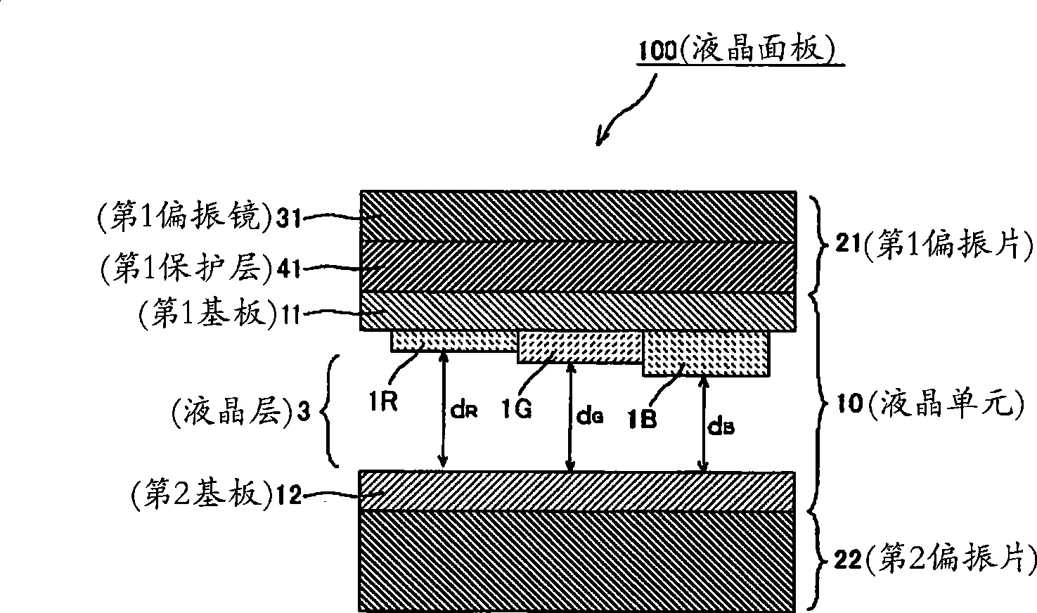 Liquid crystal panel comprising liquid crystal cell having multigap structure, and liquid crystal display device