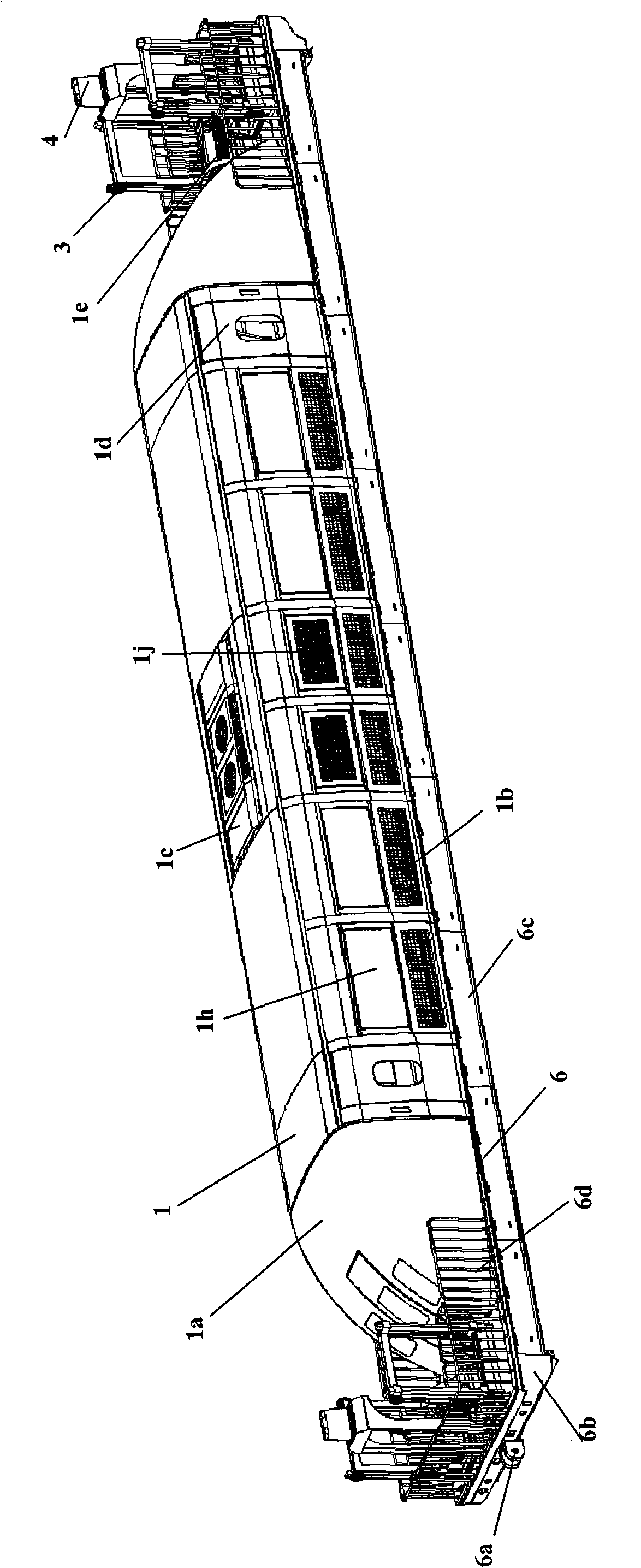 Frame car body structure of magnetic levitation type rail polling car