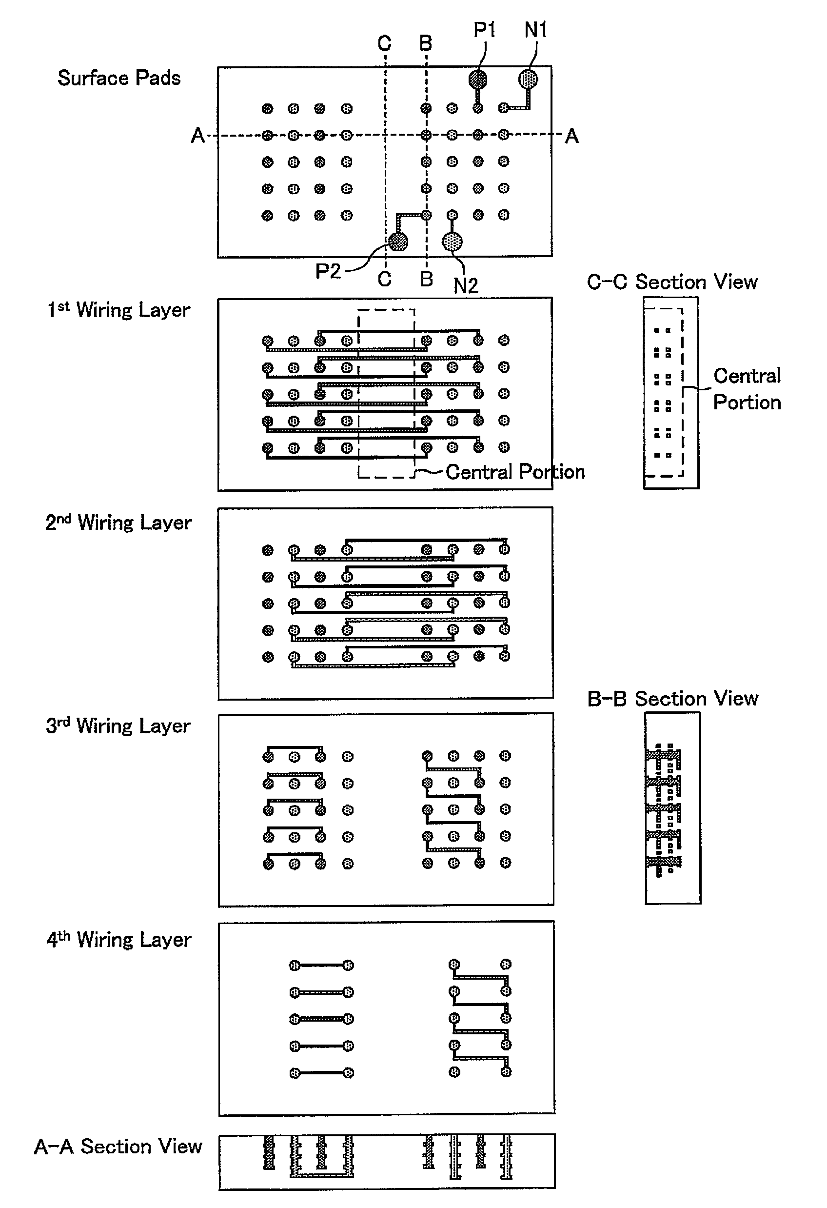 Laminated and sintered ceramic circuit board, and semiconductor package including the circuit board