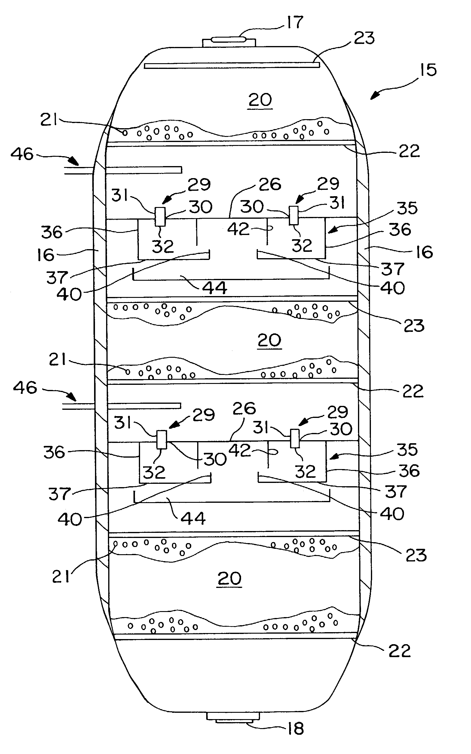 Multiphase mixing device with staged gas introduction