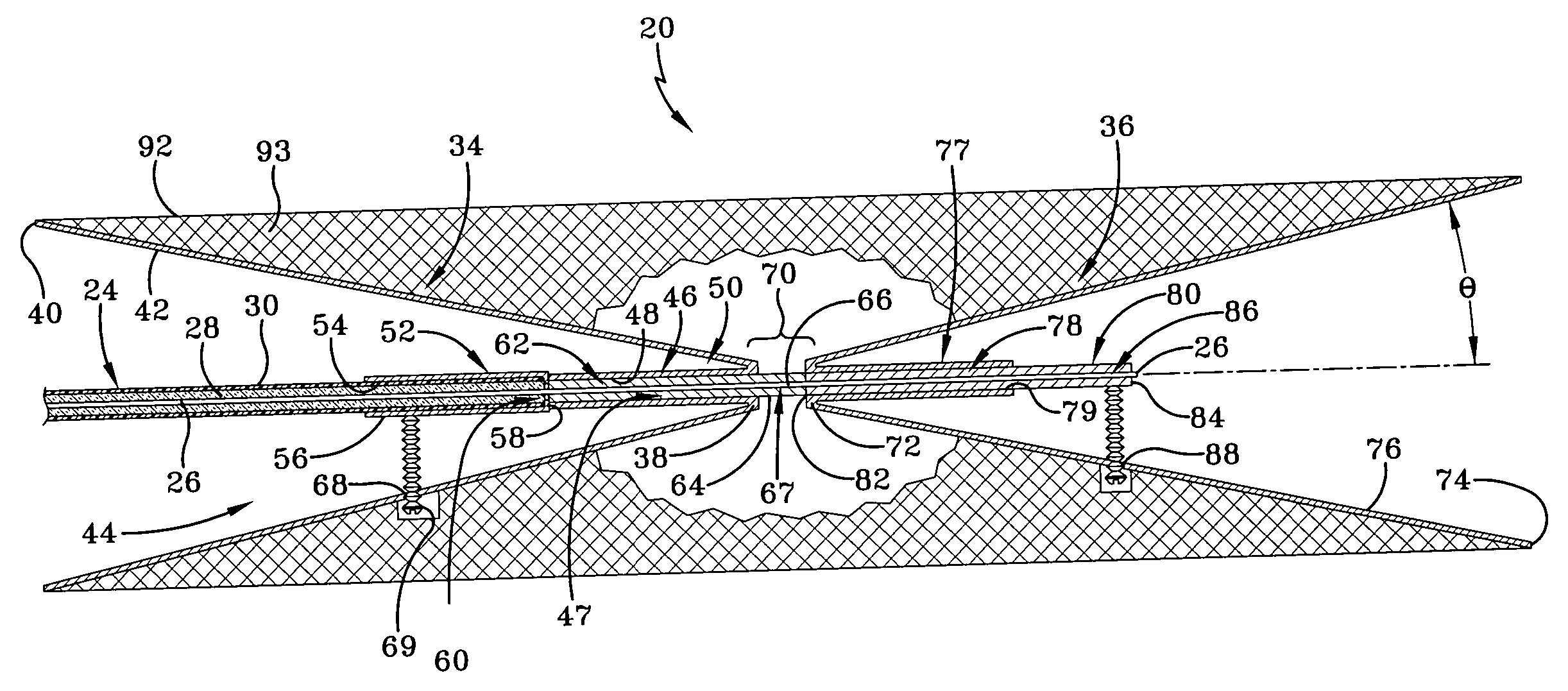 Wide band biconical antennas with an integrated matching system