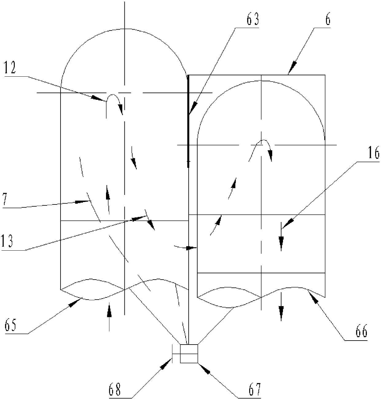 Three-dimensional inertia gas-solid separation flue