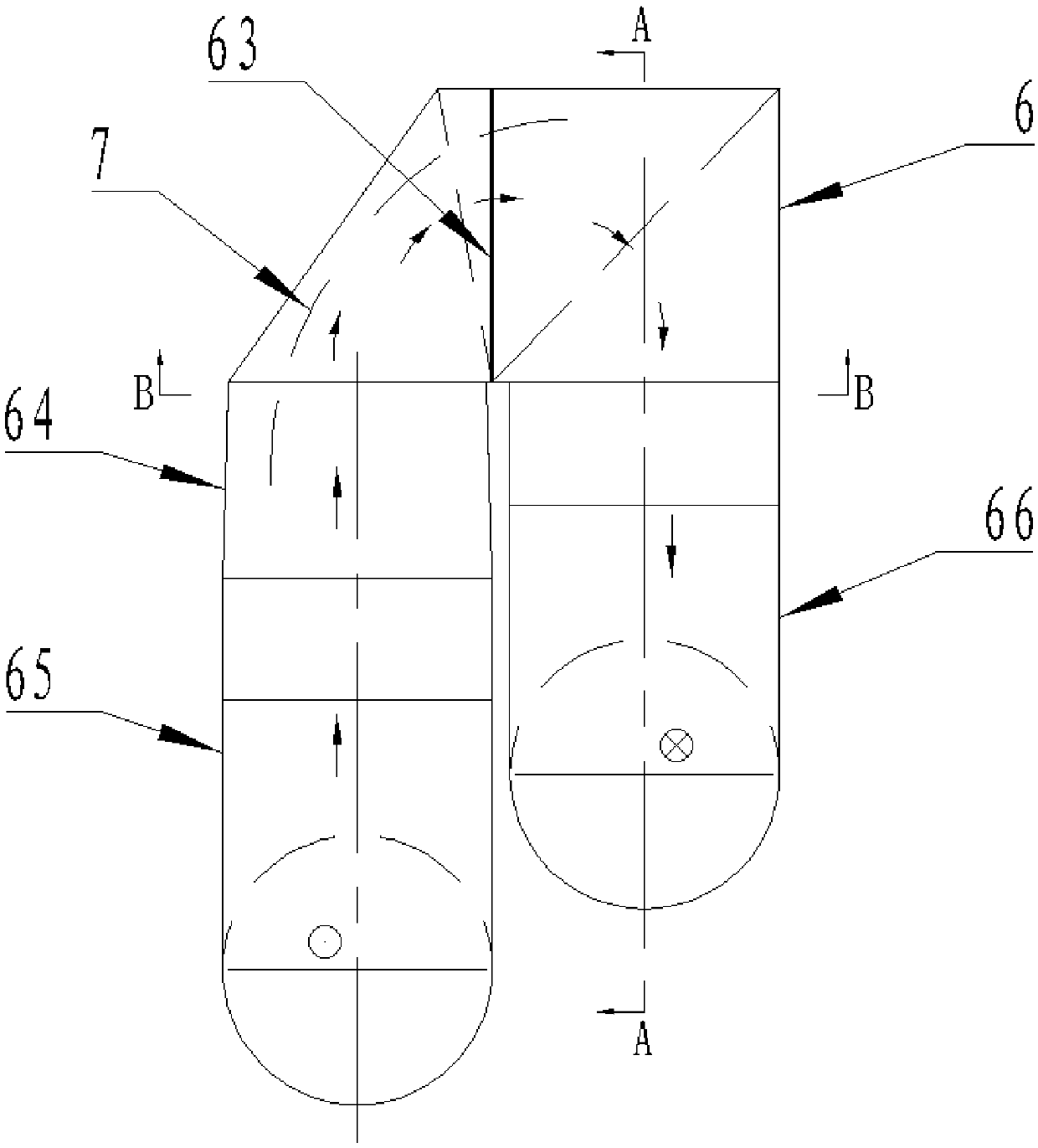 Three-dimensional inertia gas-solid separation flue