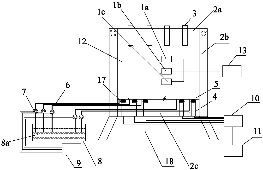 Testing device for inversion of seam floor water inrush and inversion method of seam floor water inrush