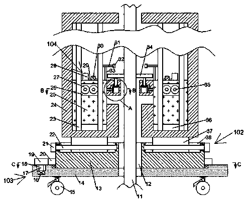 Lift type reinforcing steel bar rust removing device for bridge construction