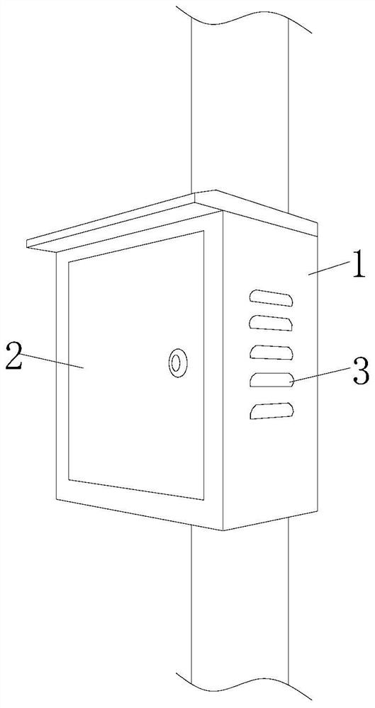 A kind of power box hanging on the electric pole with hoop gravity balance