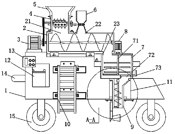 Farmland fertilizer making and fertilizer application integrated machine