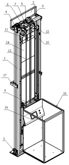 Hoistway-free backpack type double-chain household elevator