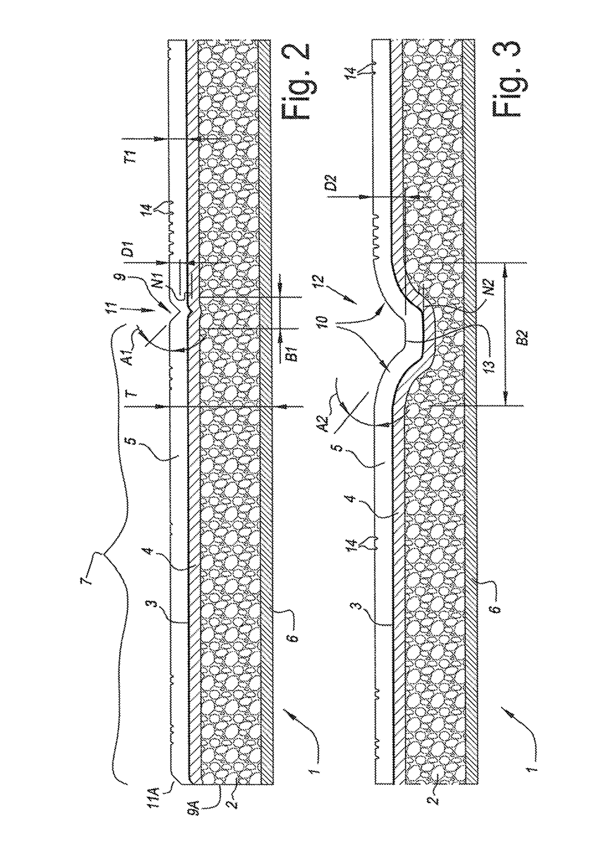 Floor covering material and method for manufacturing same