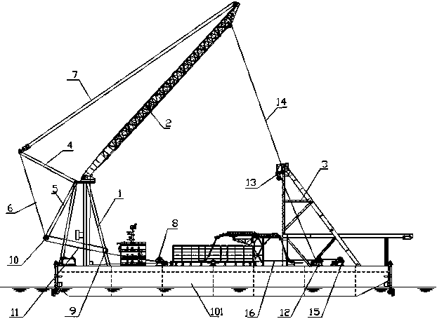 Floating rear shelving single jib crane