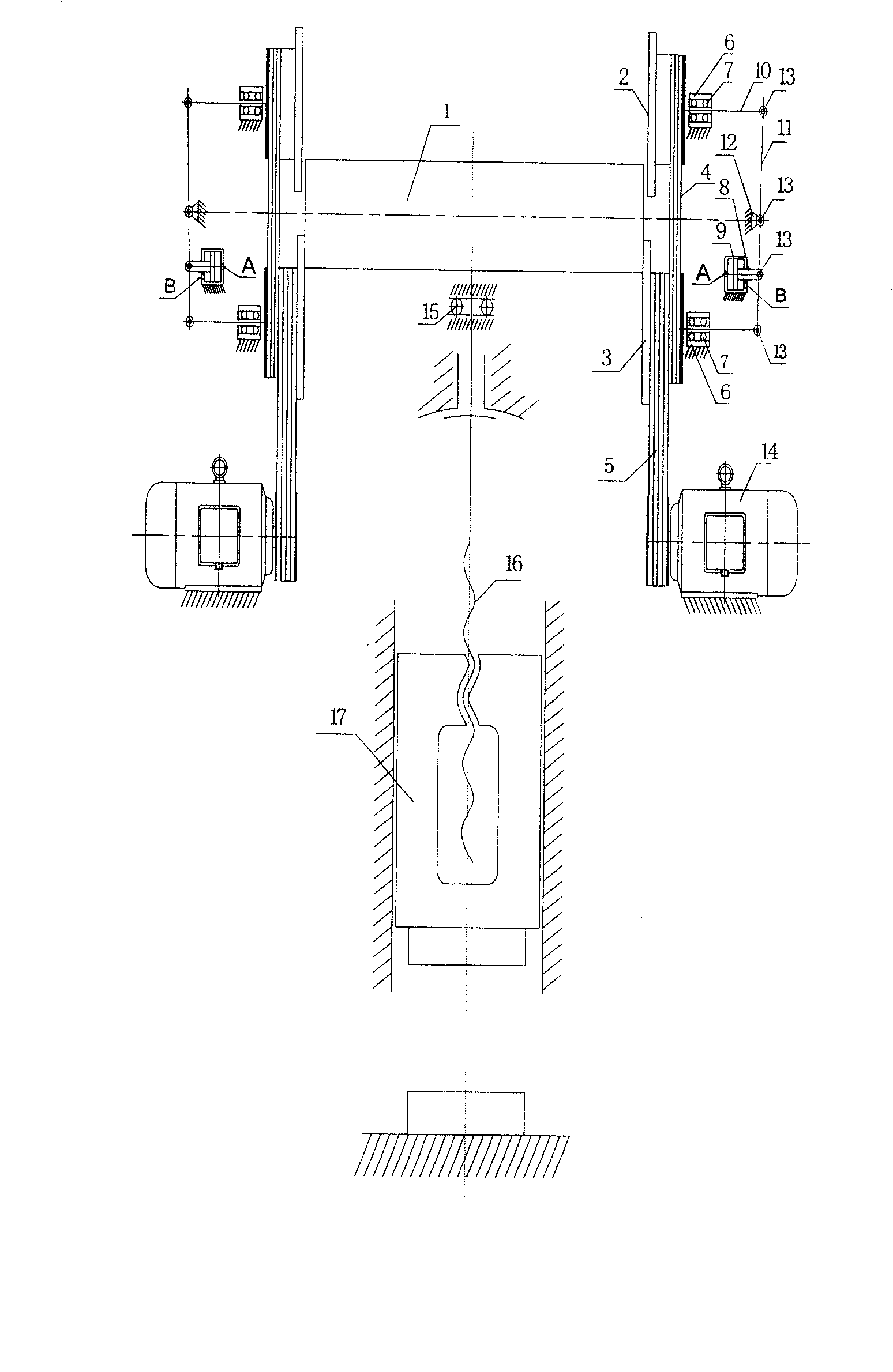 Drive mechanism of four-wheel friction screw press