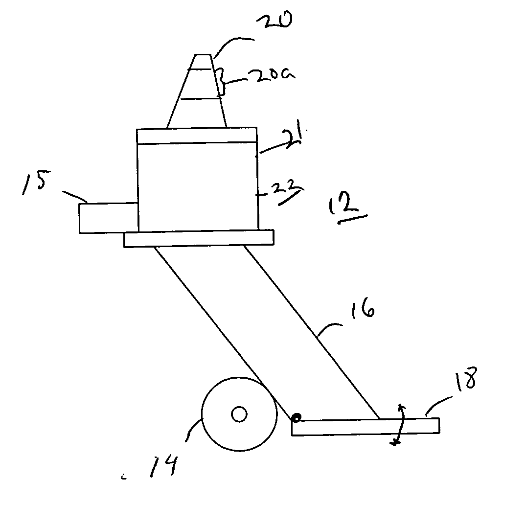 Conical warning marker placer