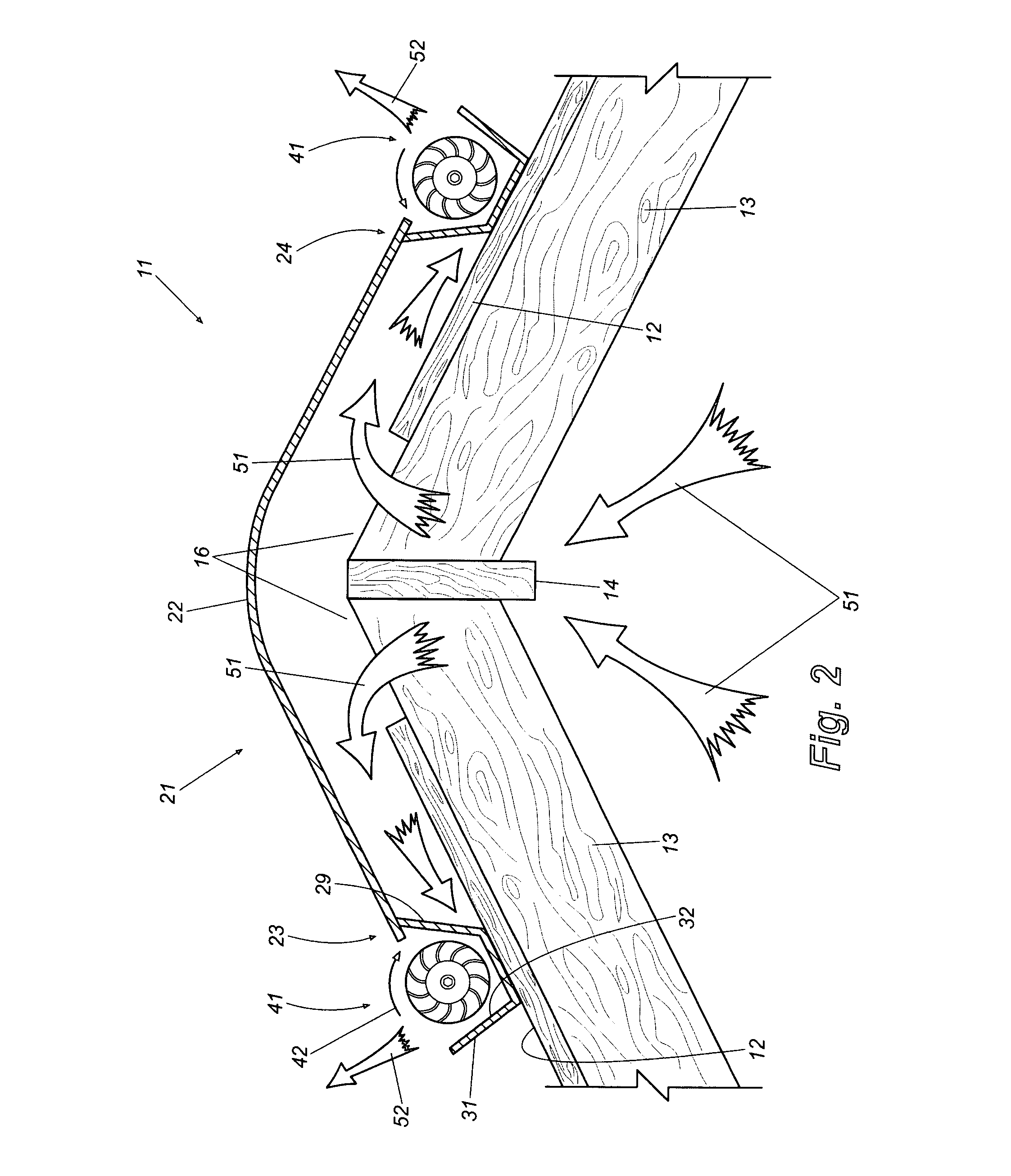 Impeller exhaust ridge vent