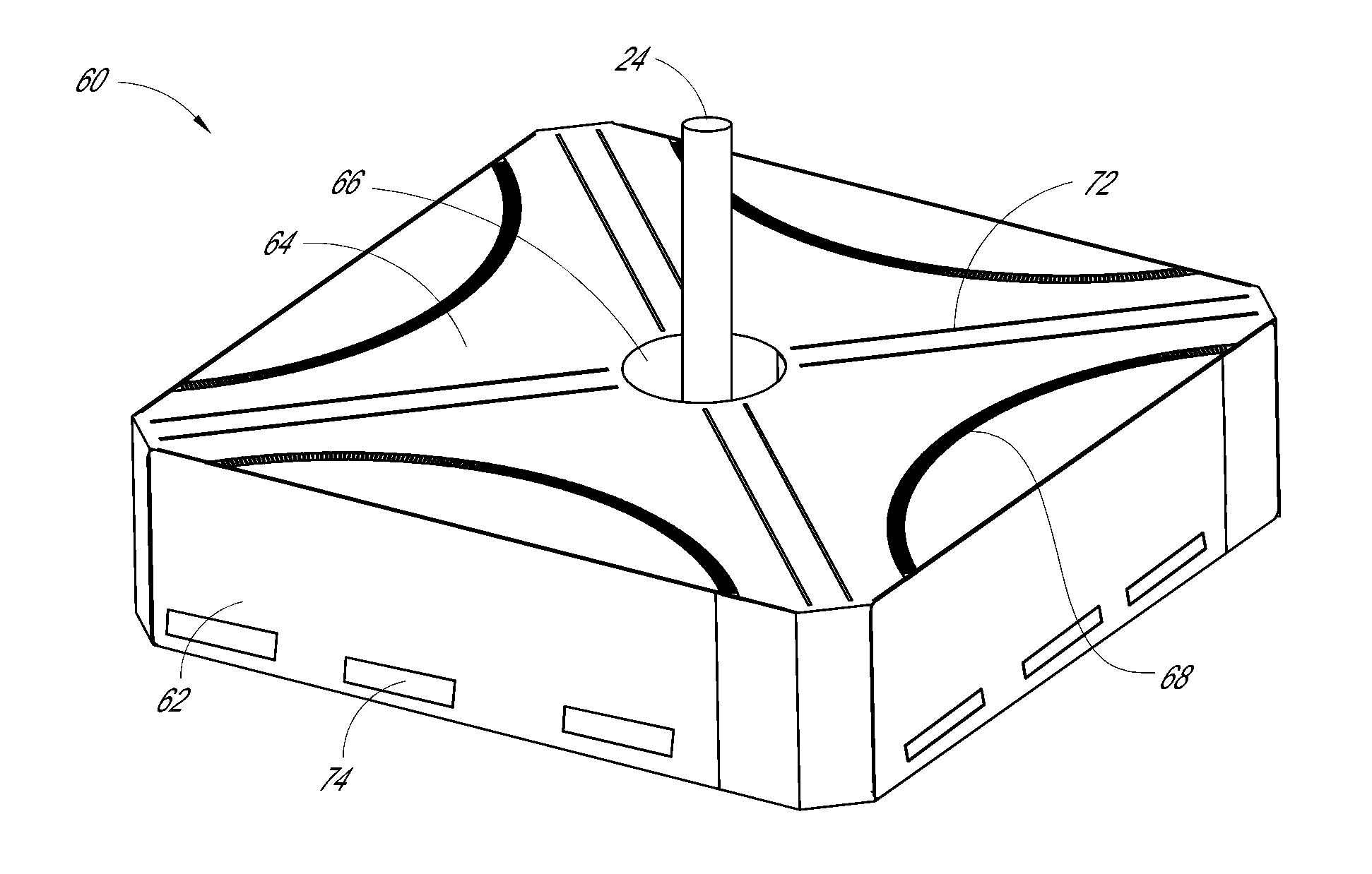 Shape retaining foldable umbrella base