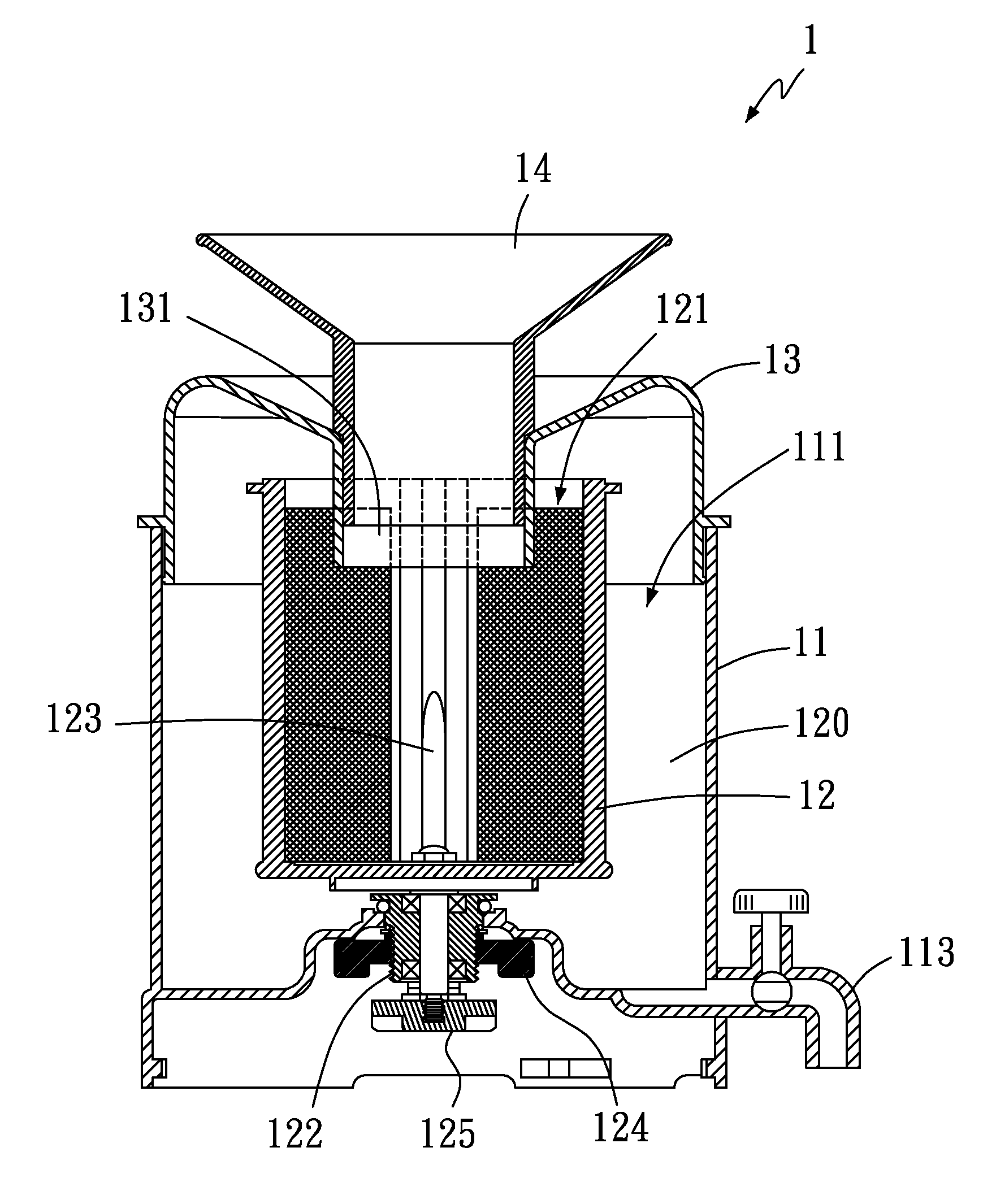 Fruit/vegetable juice spinning filter