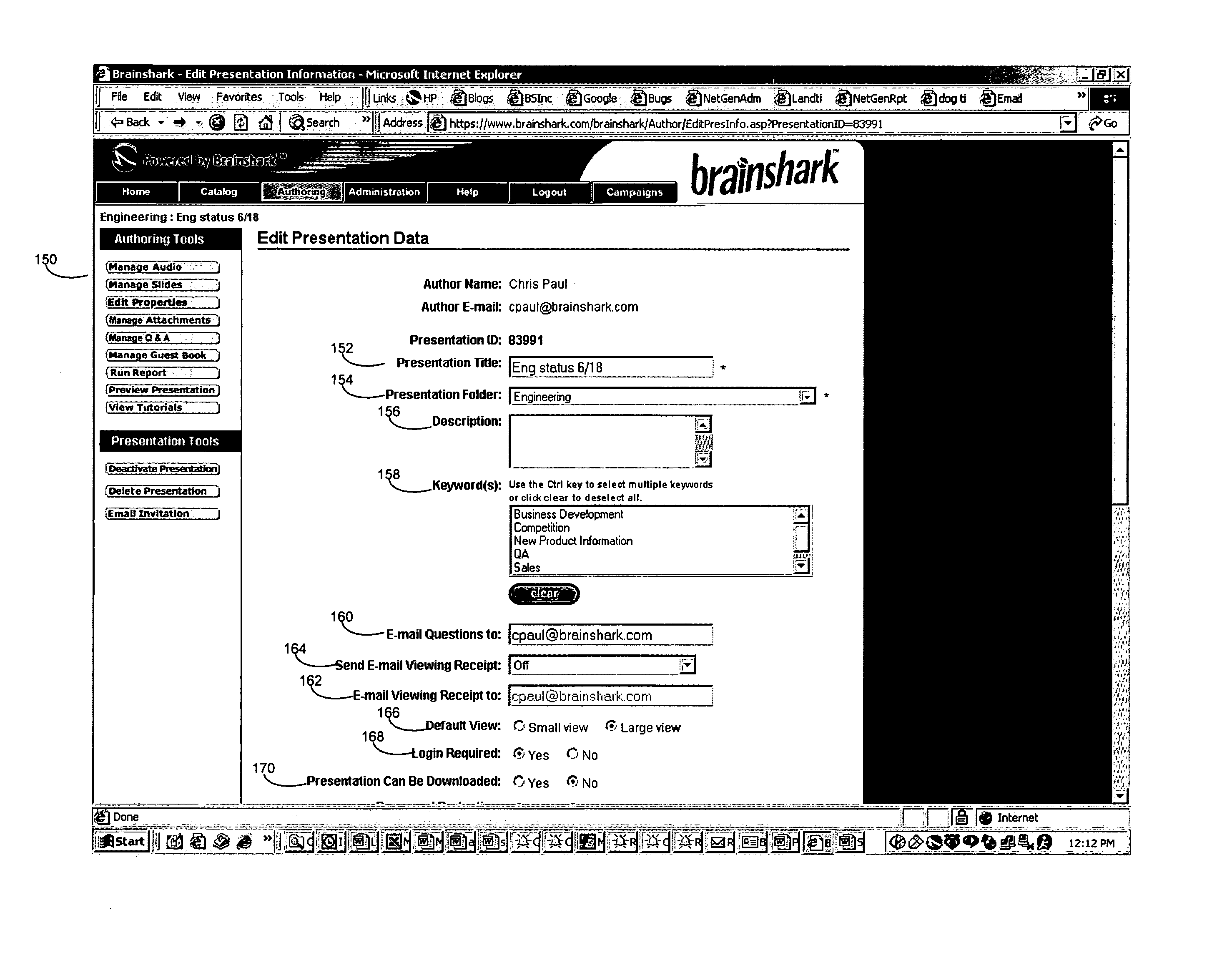 Presentation management system and method