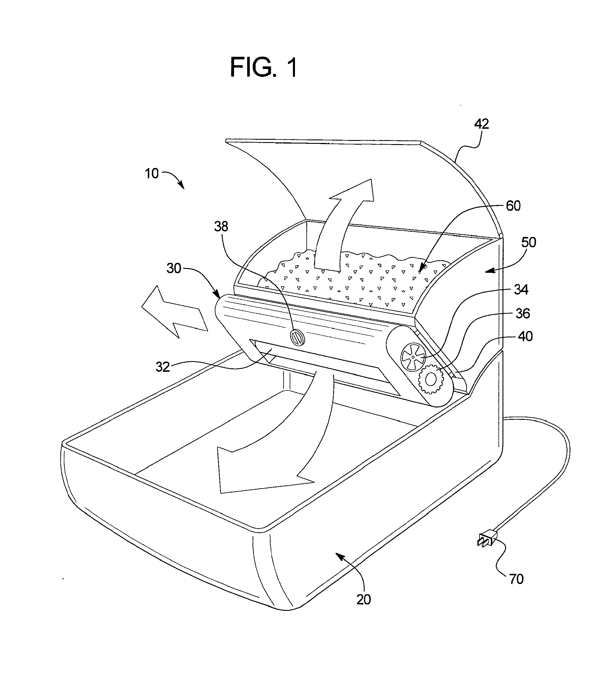 Litter box assembly having a litter fragmenting device