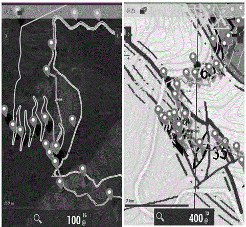 Geological navigation and geological surveying and mapping methods for portable smart devices based on andriod