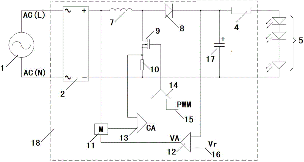 Light-emitting diode (LED) driving power supply and LED lighting lamp