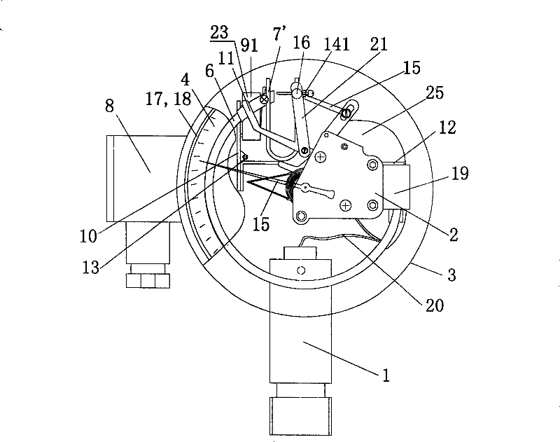 Vibration-resisting type pointer type SF6 gas density relay