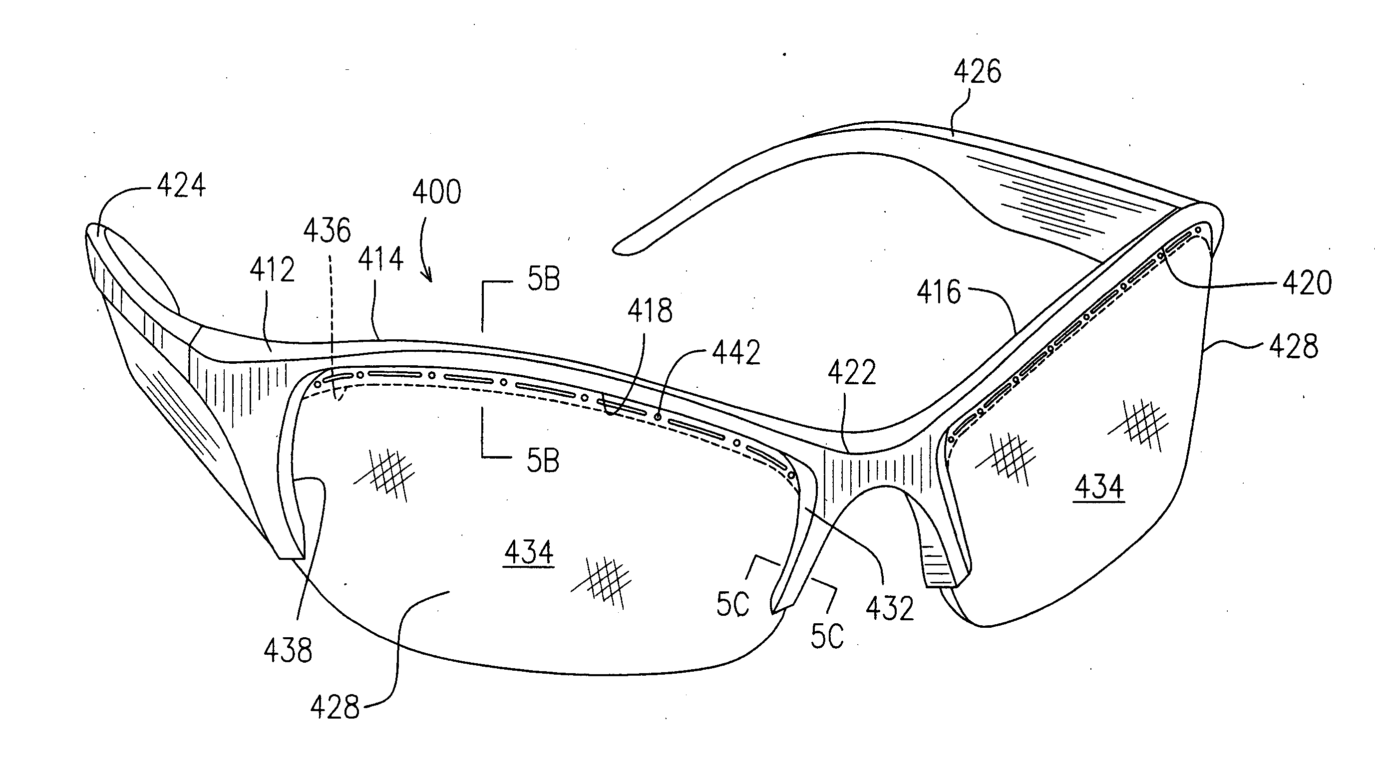 Eyewear having lens retaining member