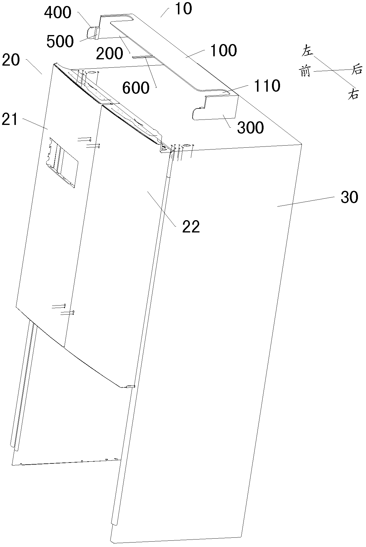 Door body tool for assembling door bodies of side-by-side combination refrigerator and method for assembling door bodies