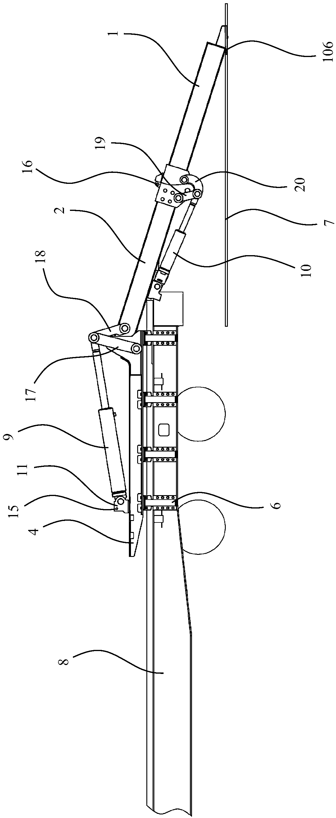 Railway flatcar transfer bridge device