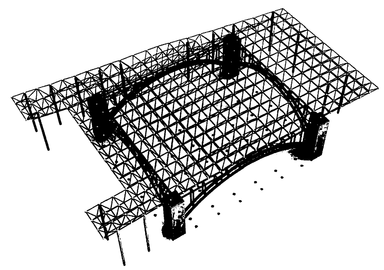 Rectangular square pyramid bolt ball grid multi-point supporting high-altitude separate assembling method