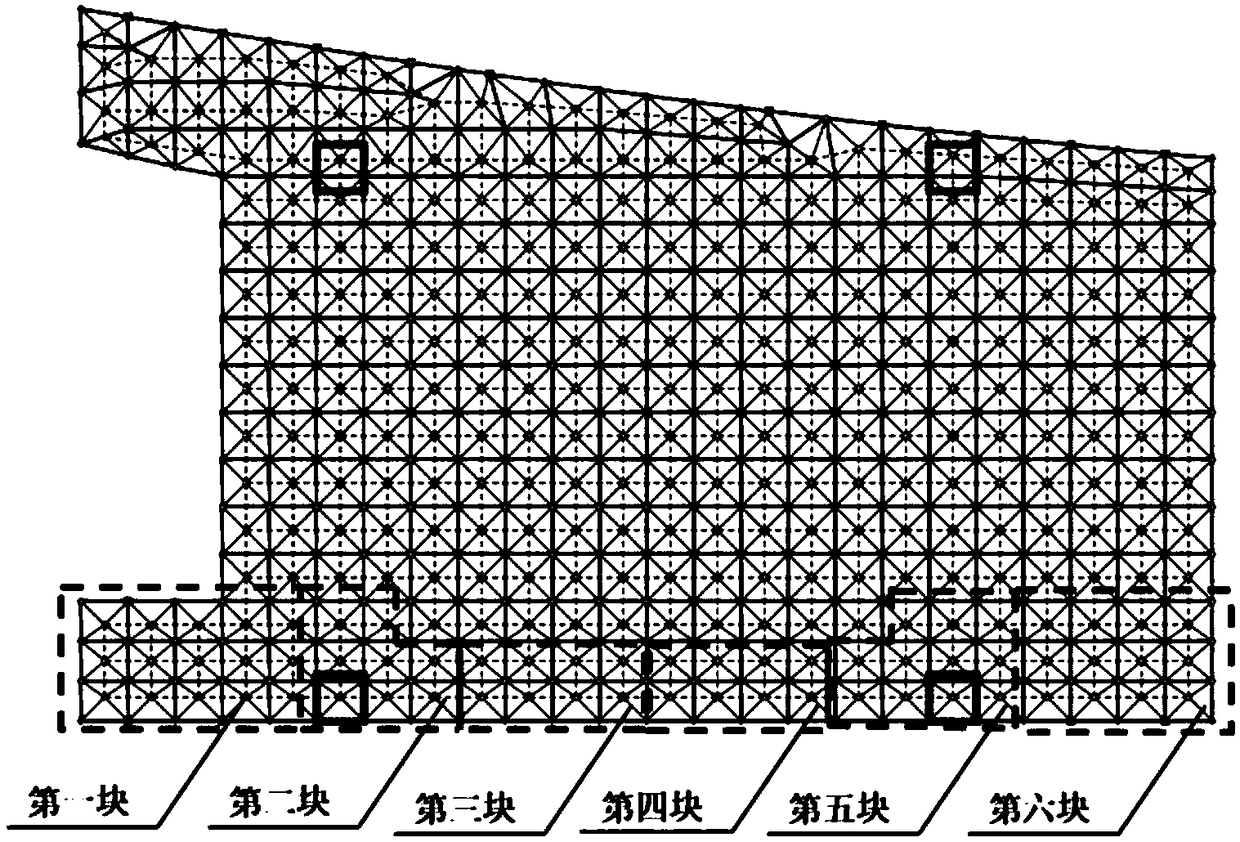 Rectangular square pyramid bolt ball grid multi-point supporting high-altitude separate assembling method