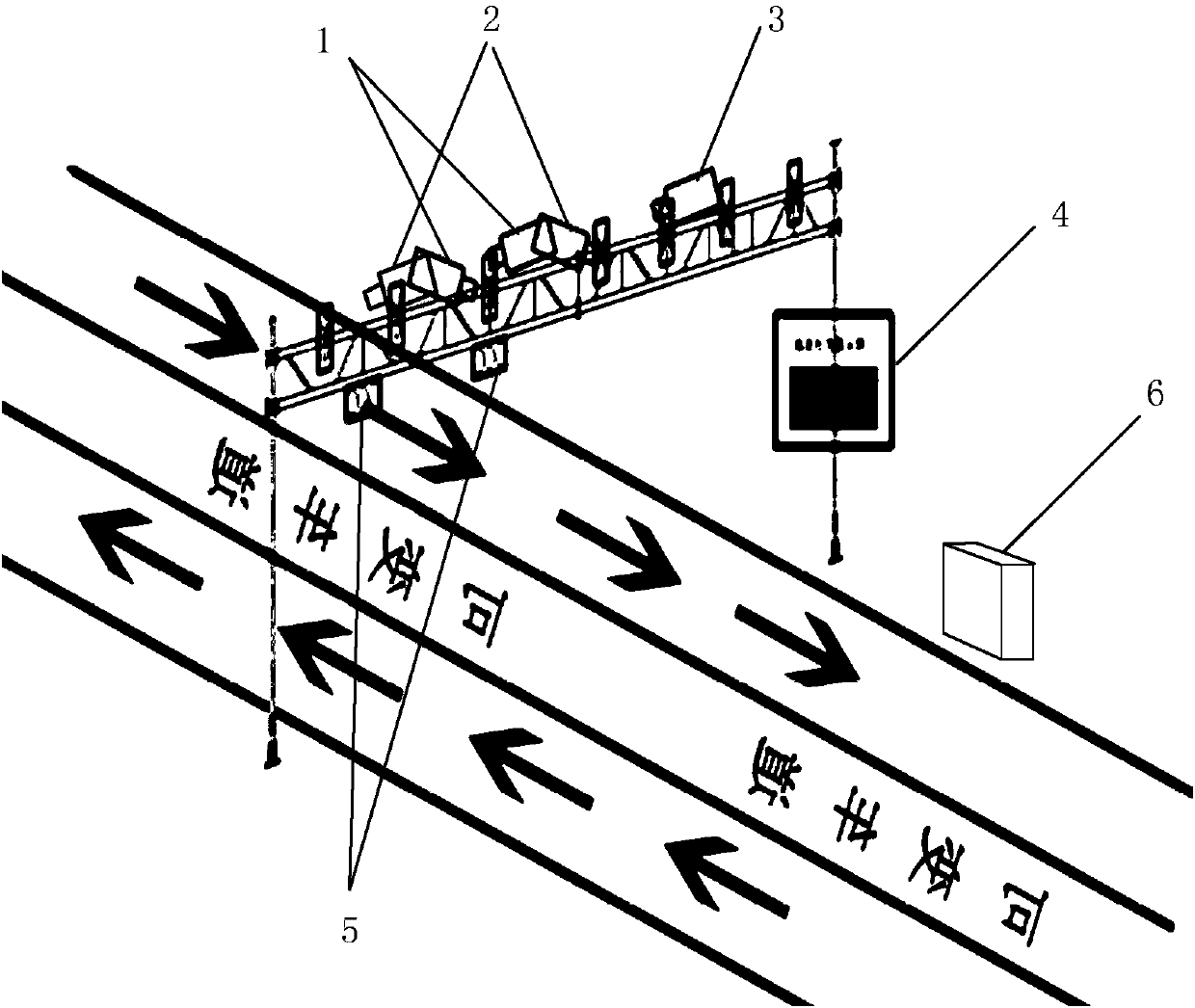 Road traffic variable lane control system and control method