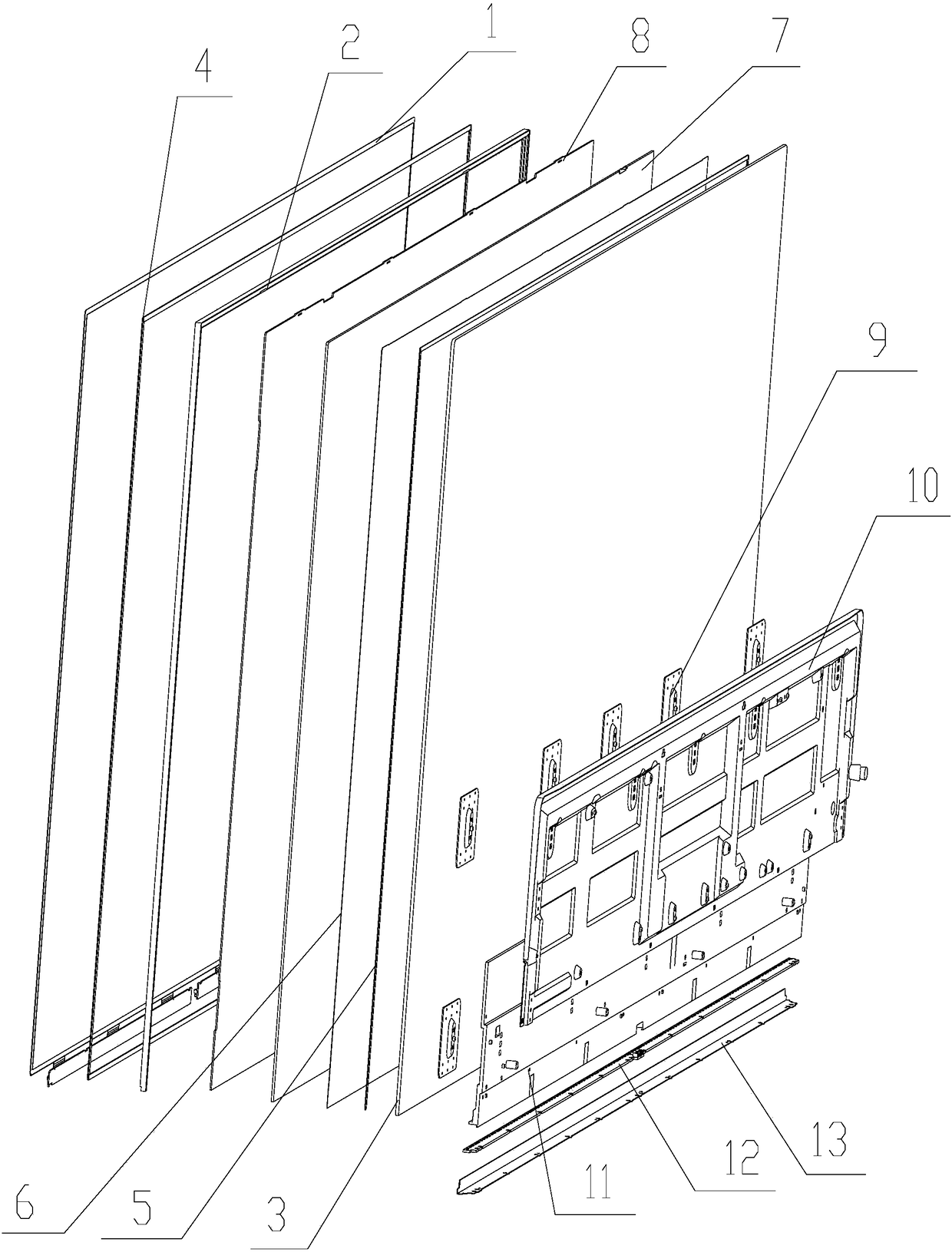 Zero frame suspended liquid crystal display equipment and assembly method thereof