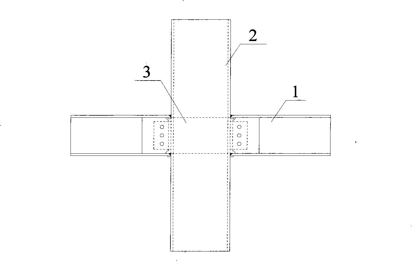 Run-through steel plate type square steel tube concrete column and axle i-beam node