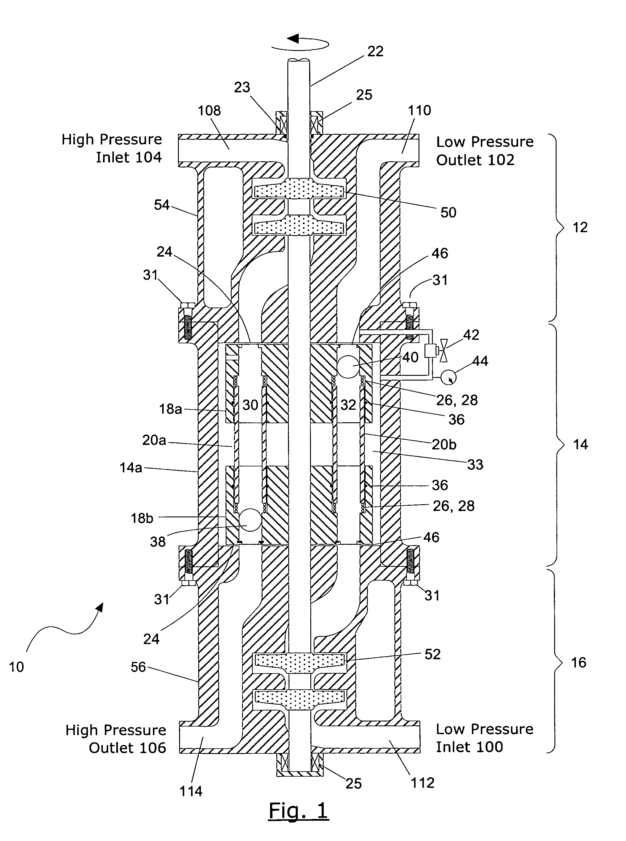 Pressure exchange apparatus with integral pump