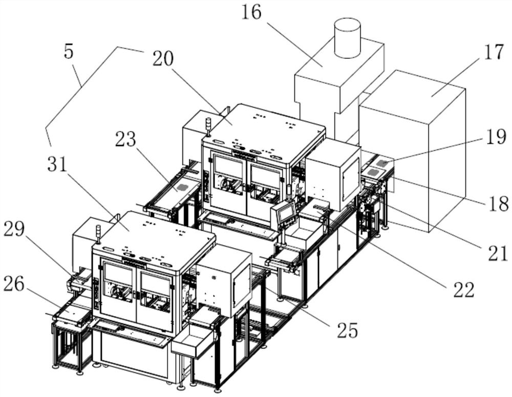 An automated testing device for printed circuit boards and an assembly line connection method thereof