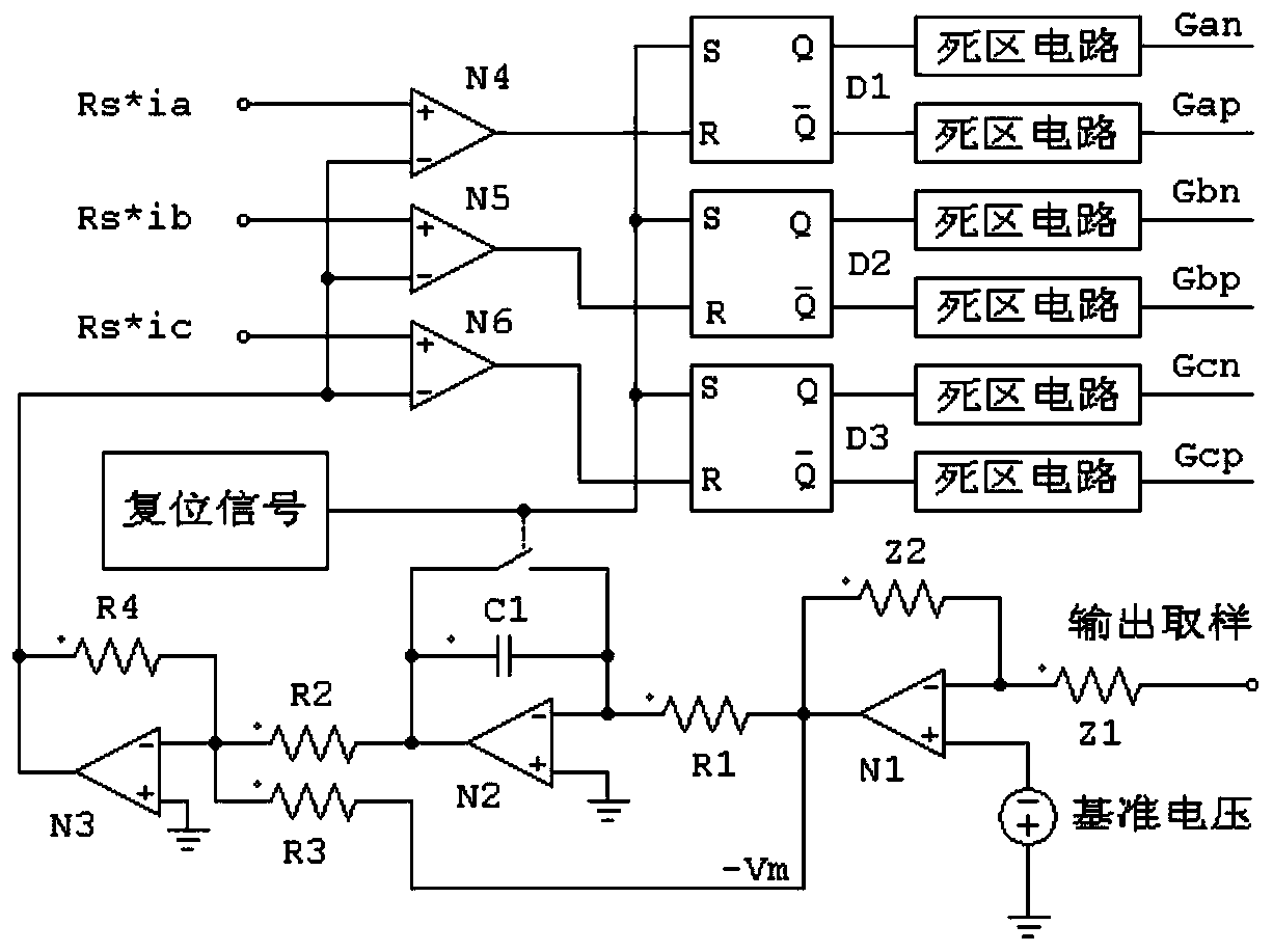 Single-period three-phase six-switch power factor correction PWM modulator