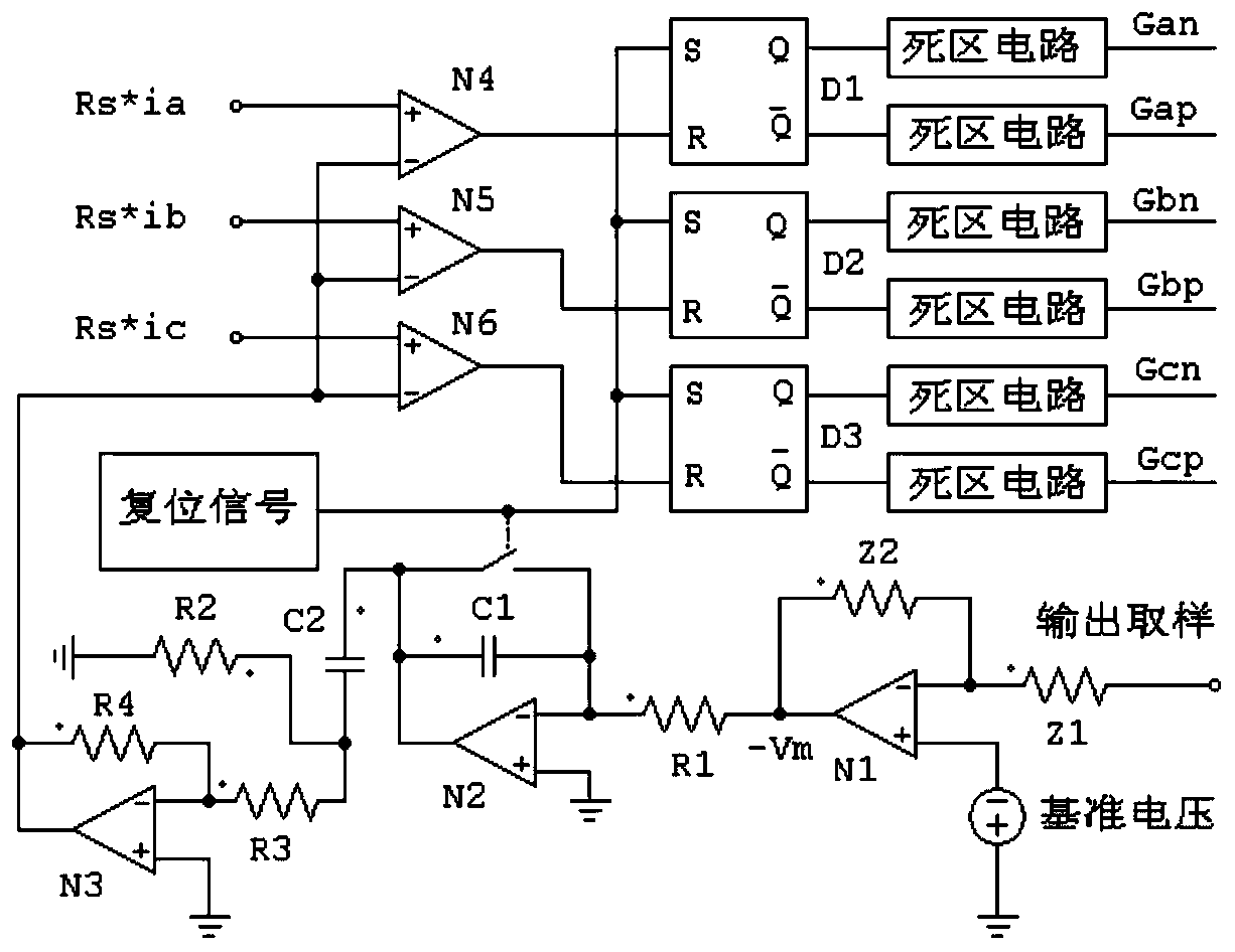 Single-period three-phase six-switch power factor correction PWM modulator