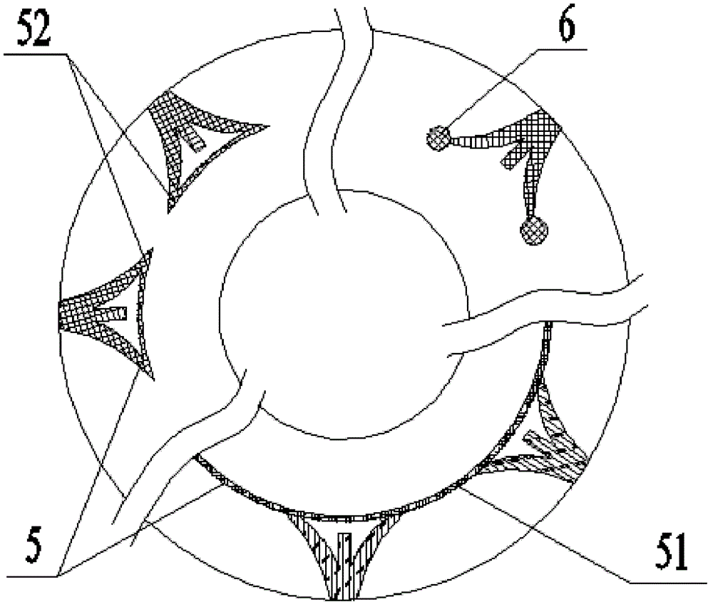 Mechanical sealing structure with flower and plant simulating fluid type groove end surfaces