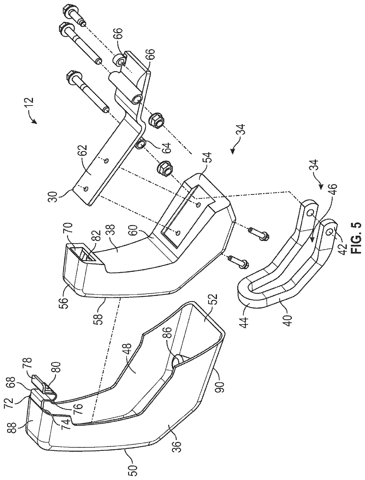 Accessory assembly for a bumper region of a vehicle and a vehicle bumper accessory assembly