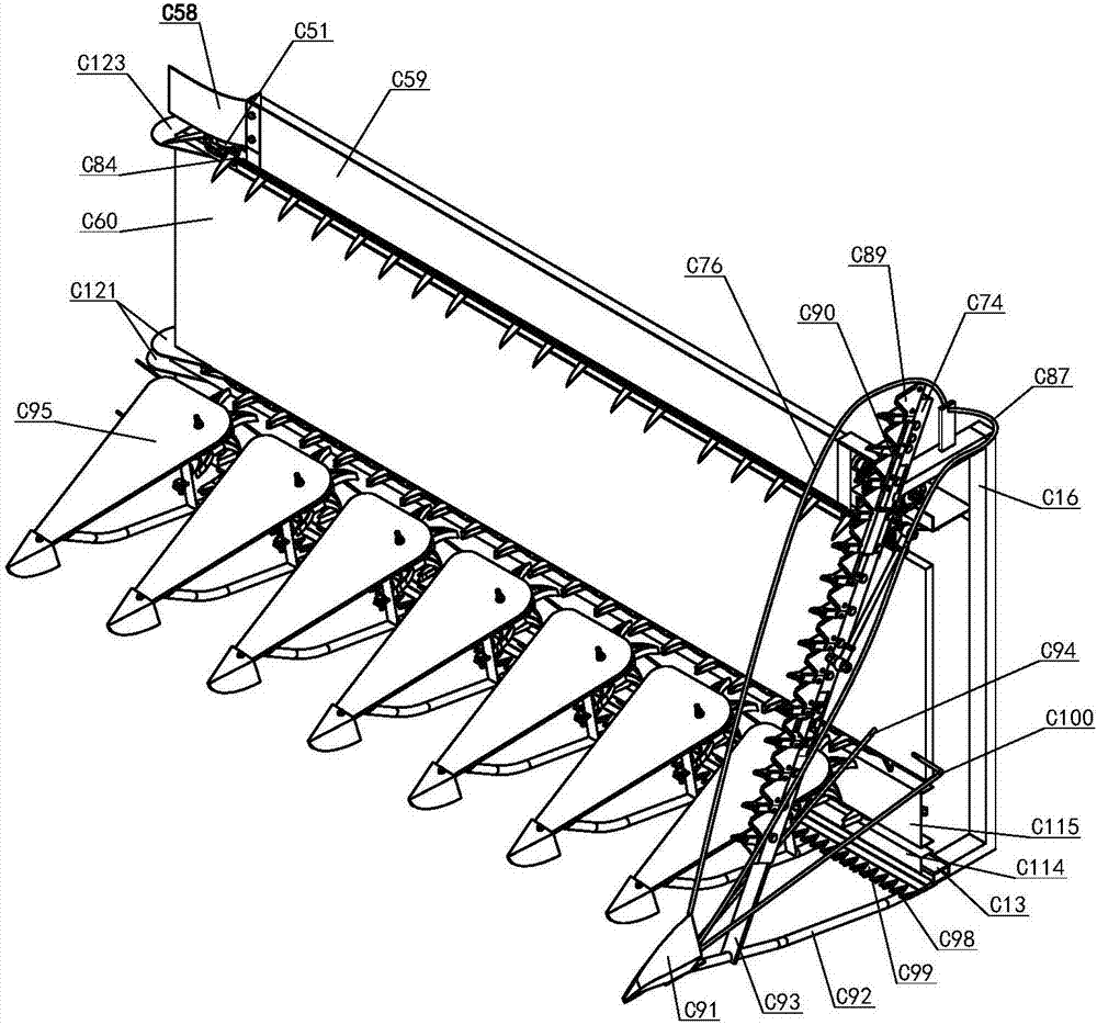 Vertical windrower dividing device