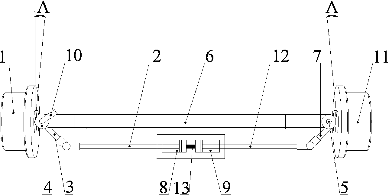 Hydraulic toe-in value adjusting mechanism for steering wheels