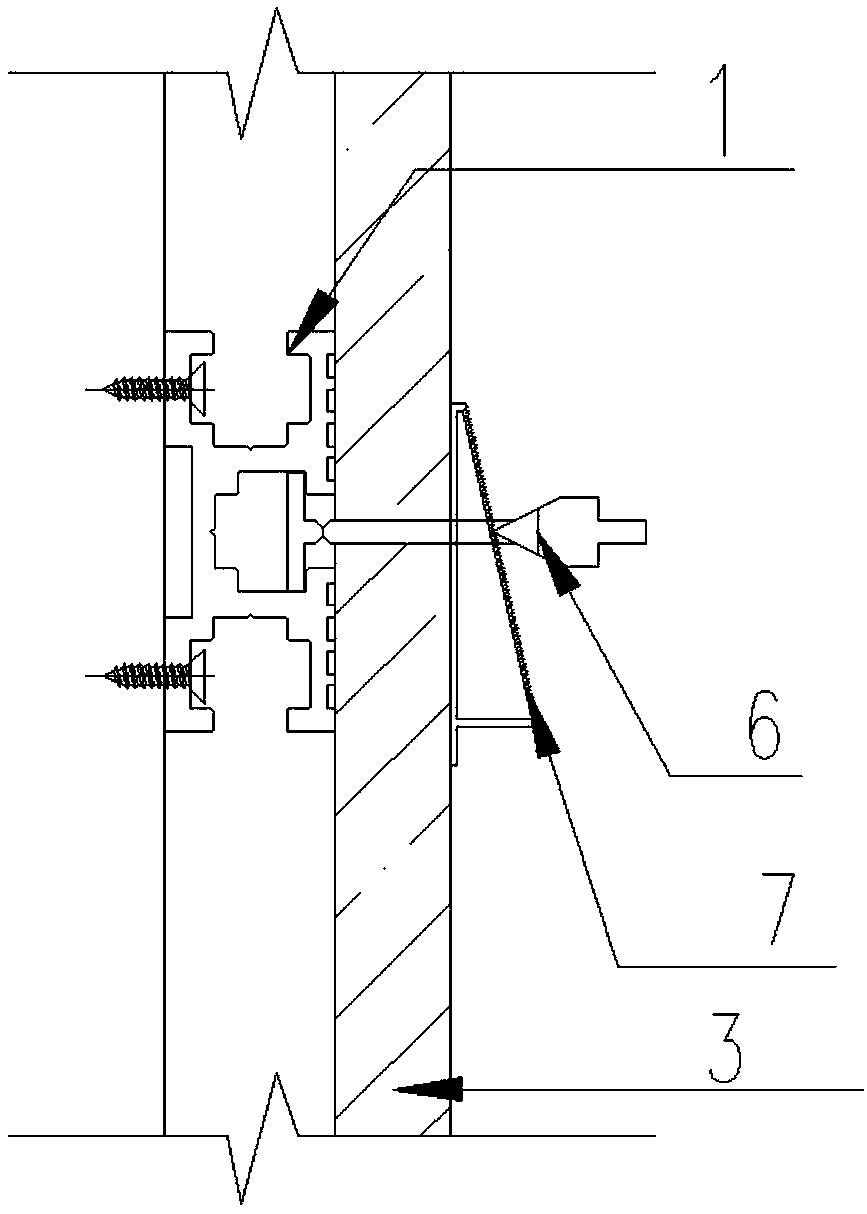 Prefabricated indoor dry hanging type wall brick and construction method thereof