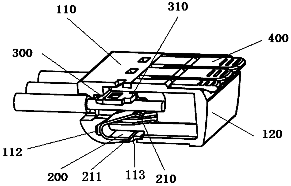 A terminal with an operating handle