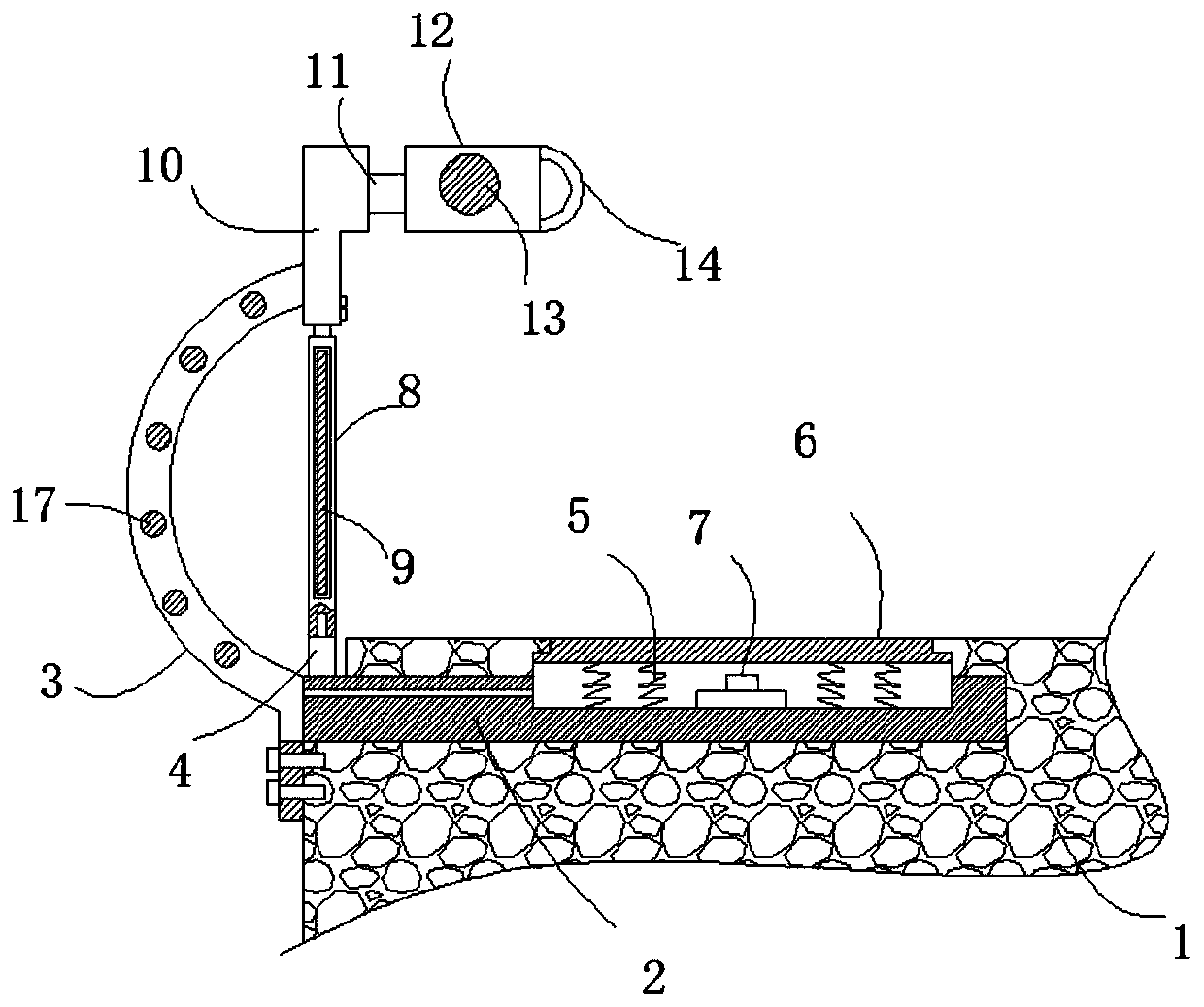 A special-shaped metal railing installation structure