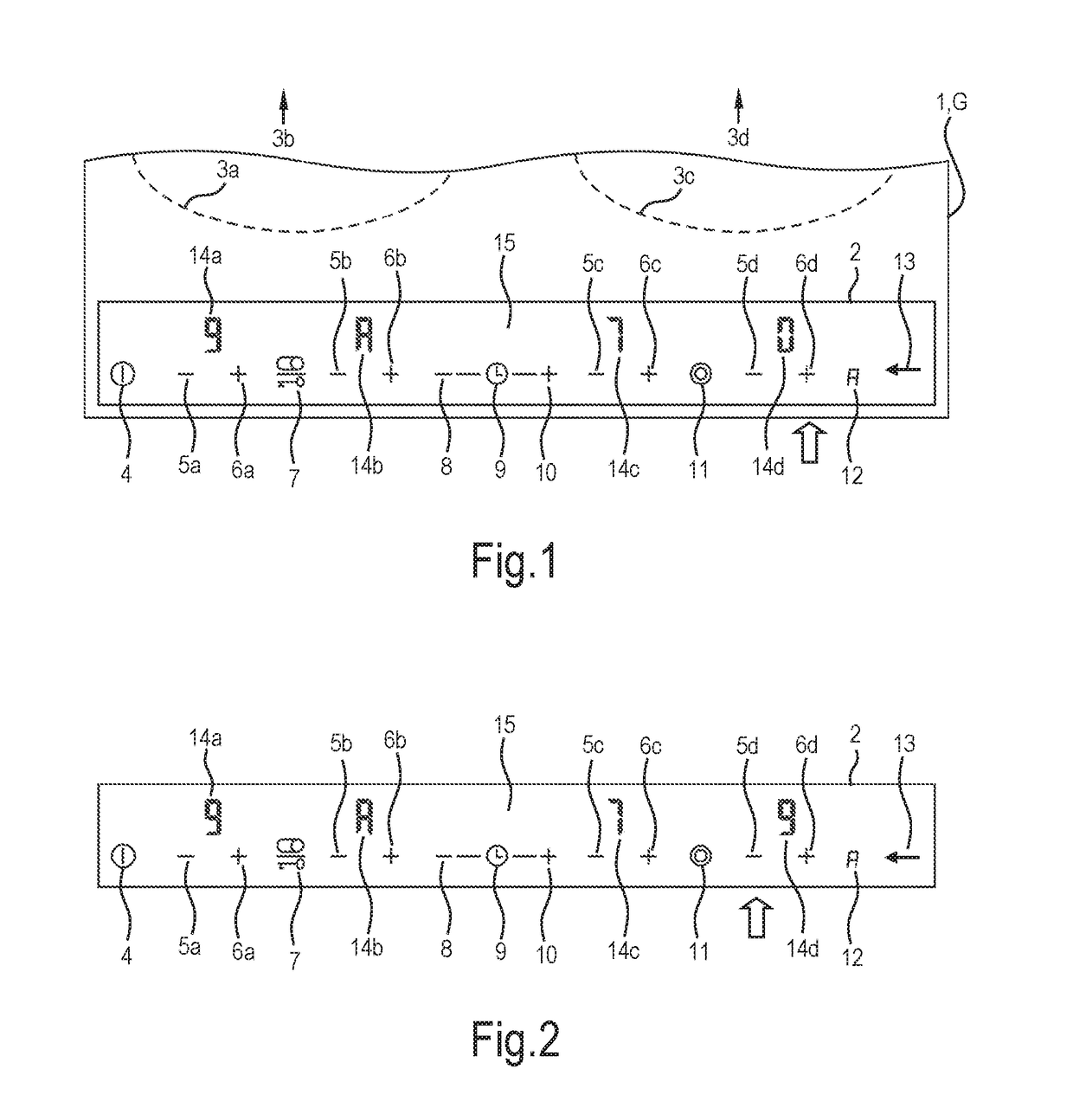 Household appliance with control element