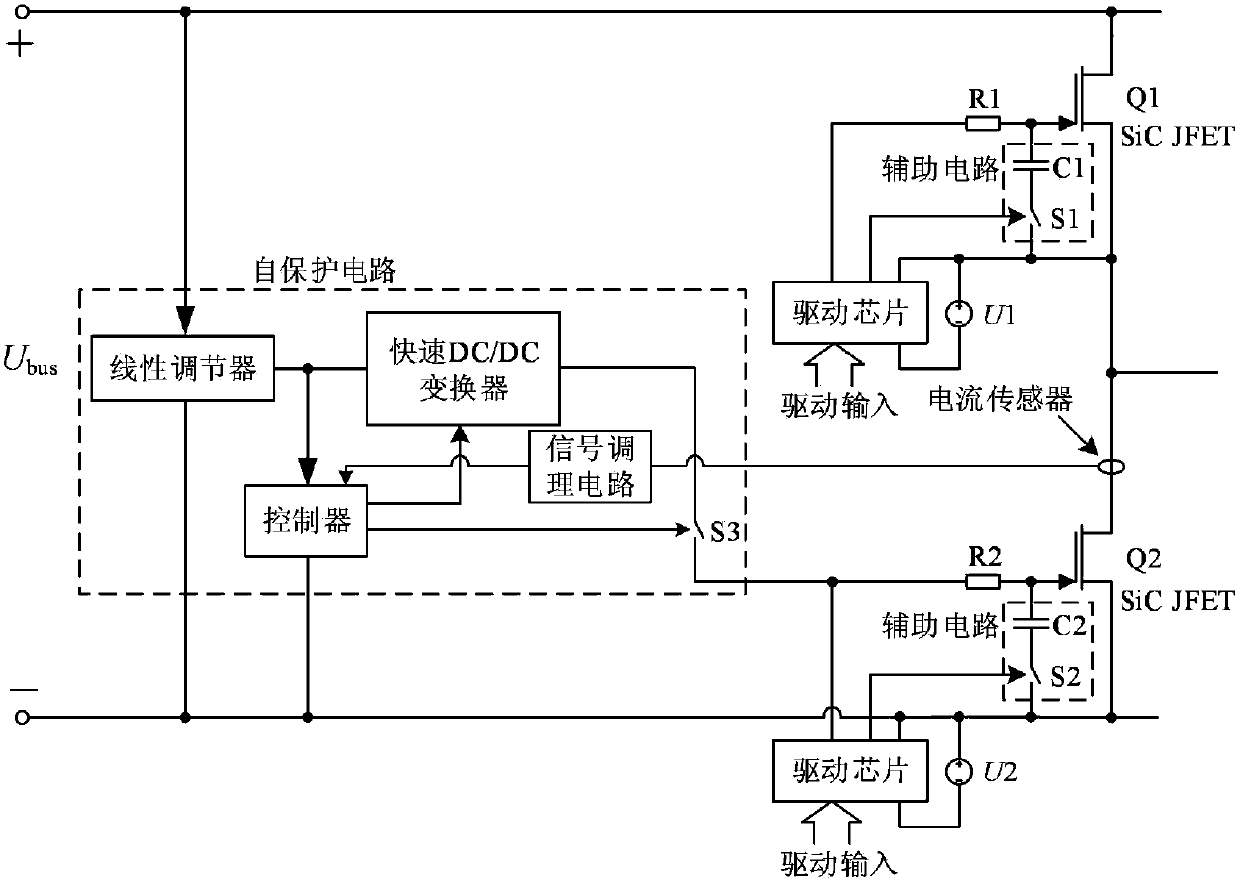 A normally-on sic JFET drive circuit with shoot-through protection