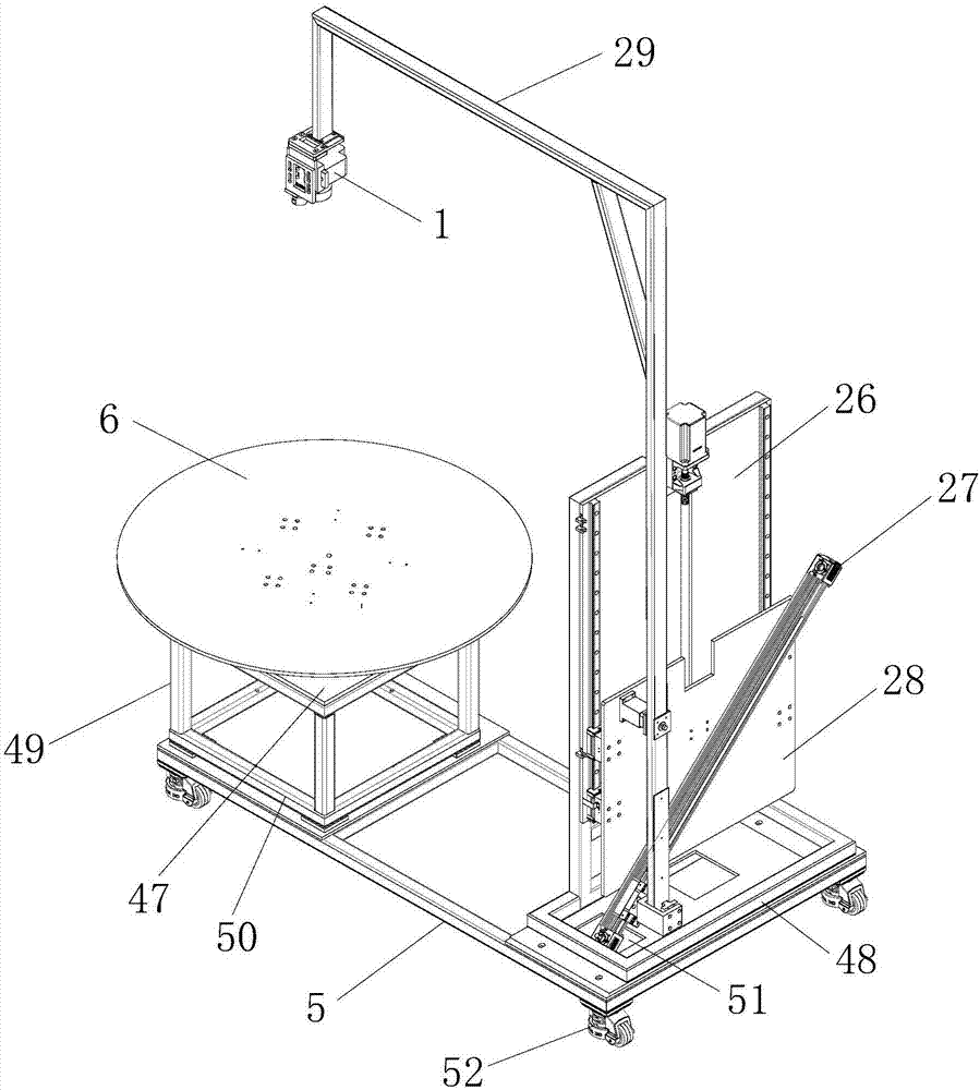 Rotating disc device, semispherical photographing system capable of adjusting center of sphere and height and semispherical photographing method thereof