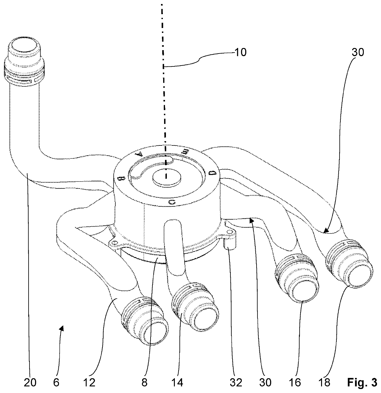 Valve and fluid tank for a fluid system, and a fluid system for a vehicle