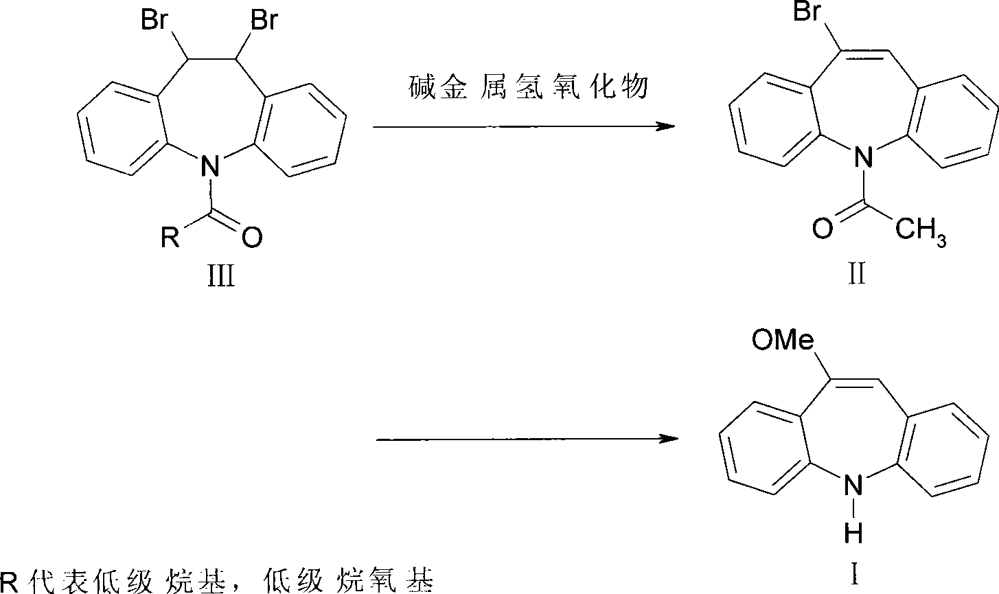 Chemical synthesis method of 10-methoxyl-5H-dibenz[b,f]azapine