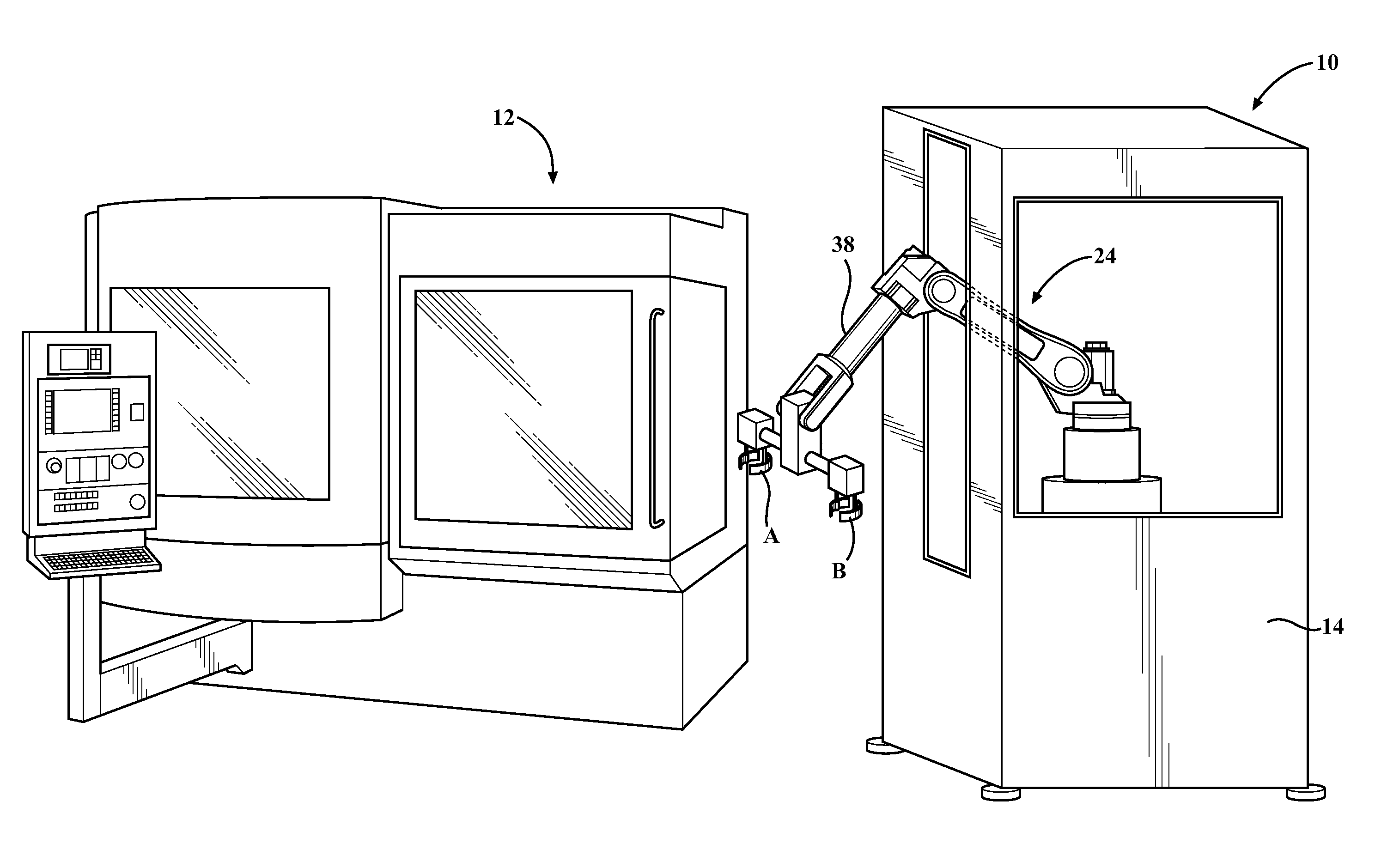 Flexible automation cell for performing secondary operations in concert with a machining center and roll check operations